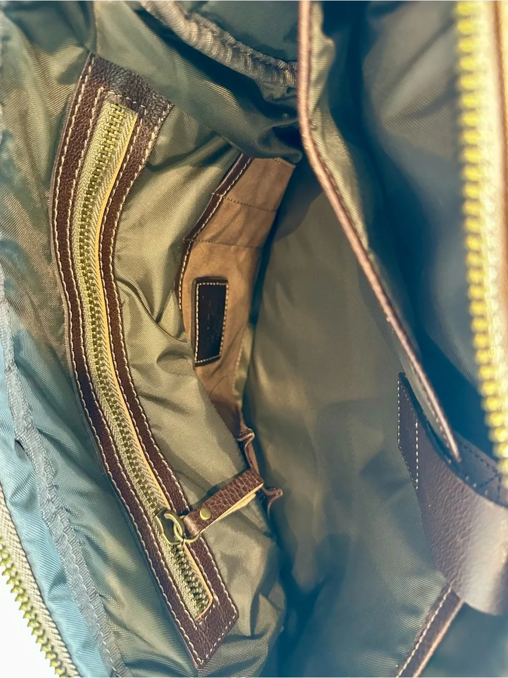 Will Leather Goods Canvas Leather Messenger Briefcase Brown Tan 15”